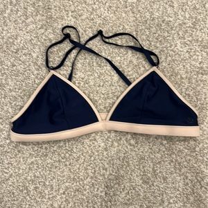 Lululemon bikini top size A/B navy blue cream crisscross back